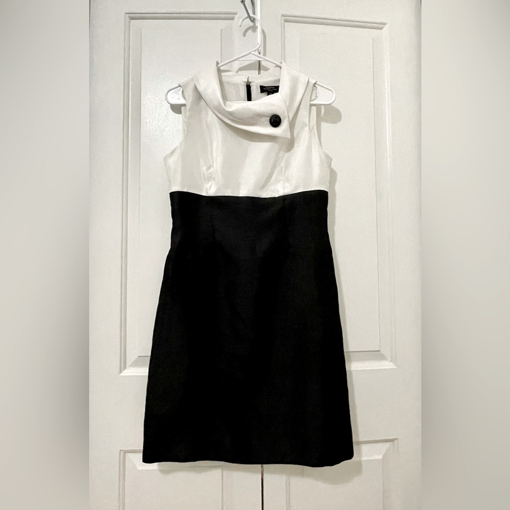 Tahari Arthur Levine Sheath Dress Size 6P Color block Formal Knee Length Petite